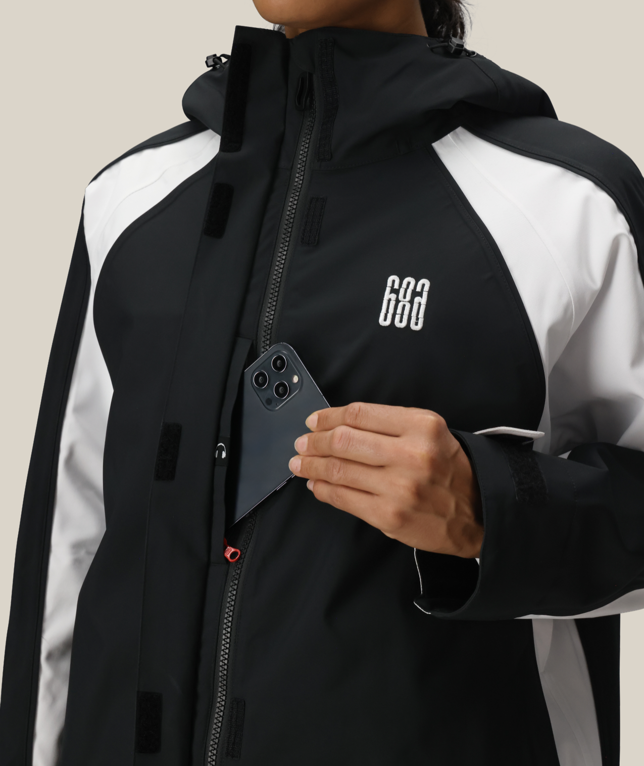 WOMENS HOLOGRAM™ SHELL JACKET - BLACK COLORBLOCK