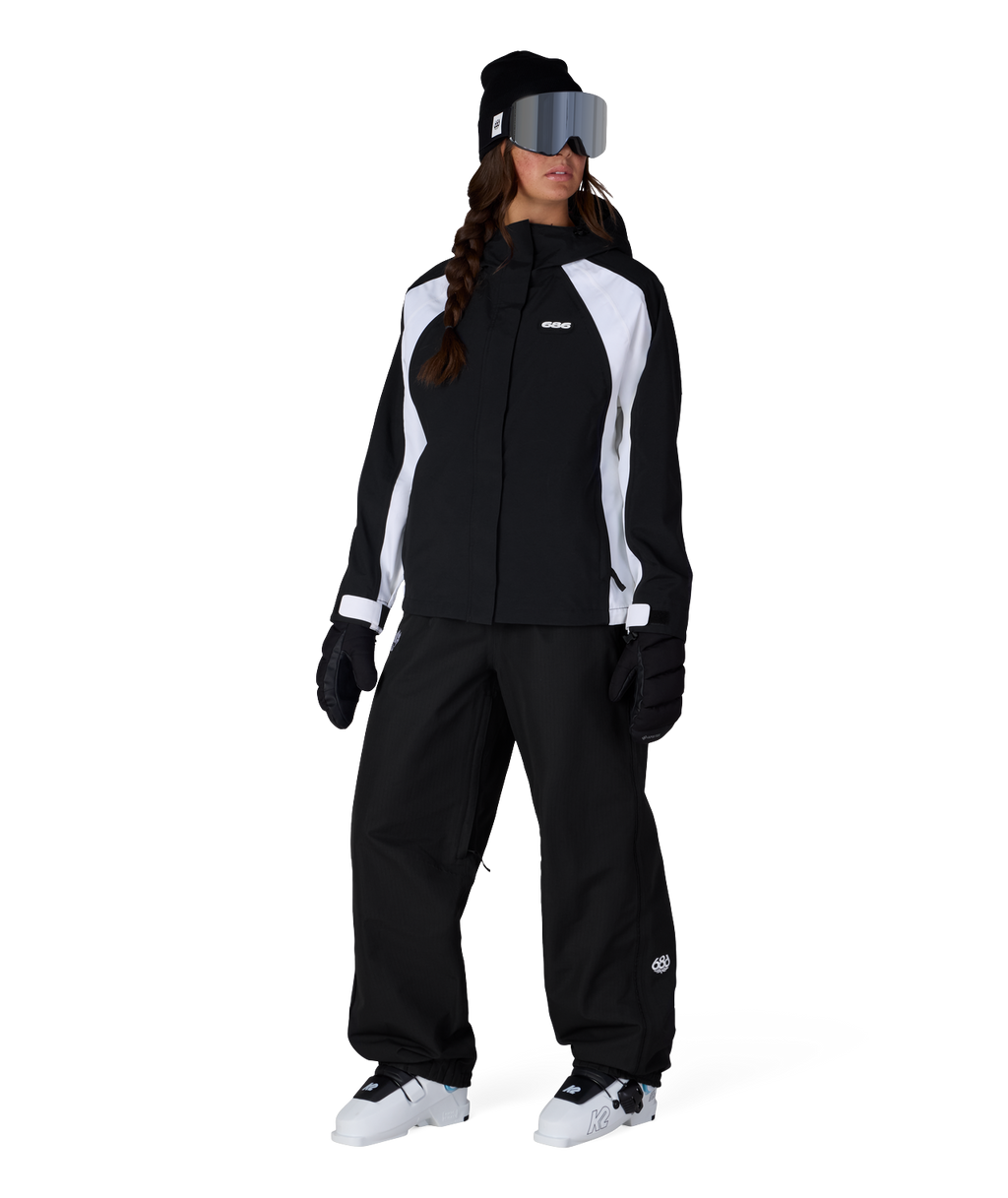 WOMENS HOLOGRAM™ SHELL JACKET - BLACK WHITE COLORBLOCK