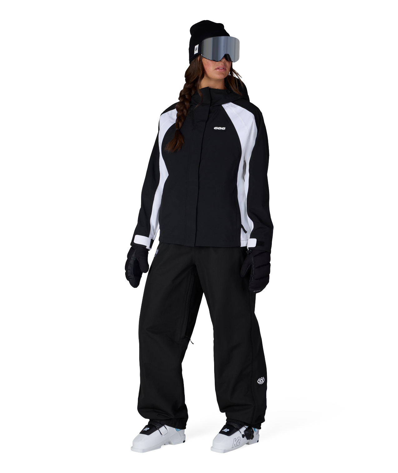 WOMENS HOLOGRAM™ SHELL JACKET - BLACK WHITE COLORBLOCK