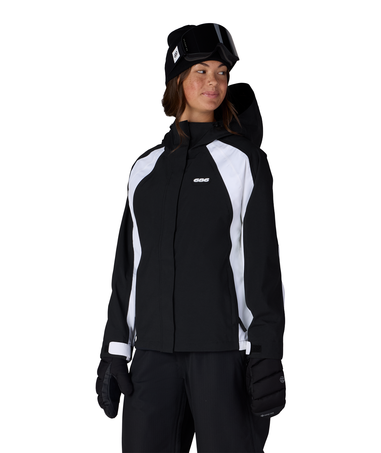 WOMENS HOLOGRAM™ SHELL JACKET - BLACK WHITE COLORBLOCK