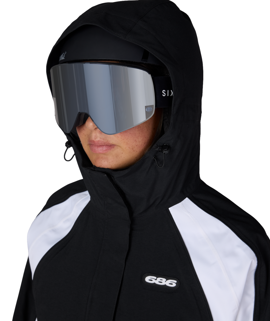 WOMENS HOLOGRAM™ SHELL JACKET - BLACK WHITE COLORBLOCK