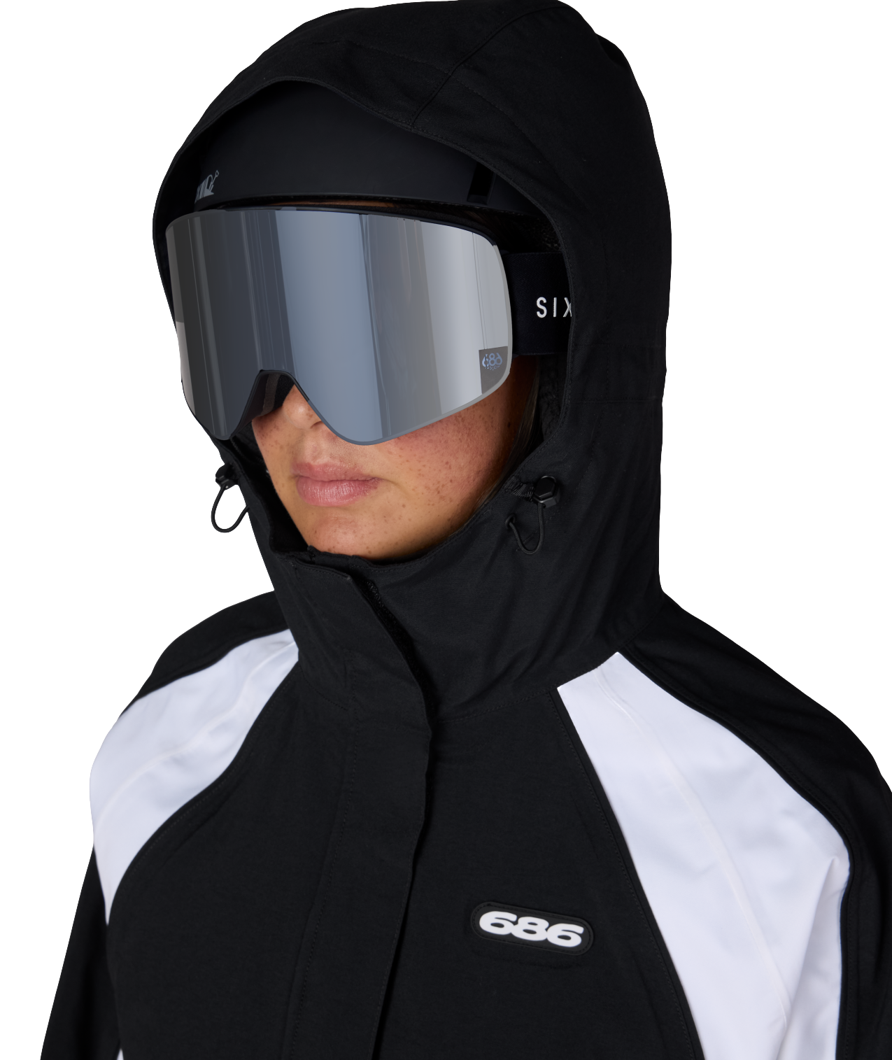 WOMENS HOLOGRAM™ SHELL JACKET - BLACK WHITE COLORBLOCK