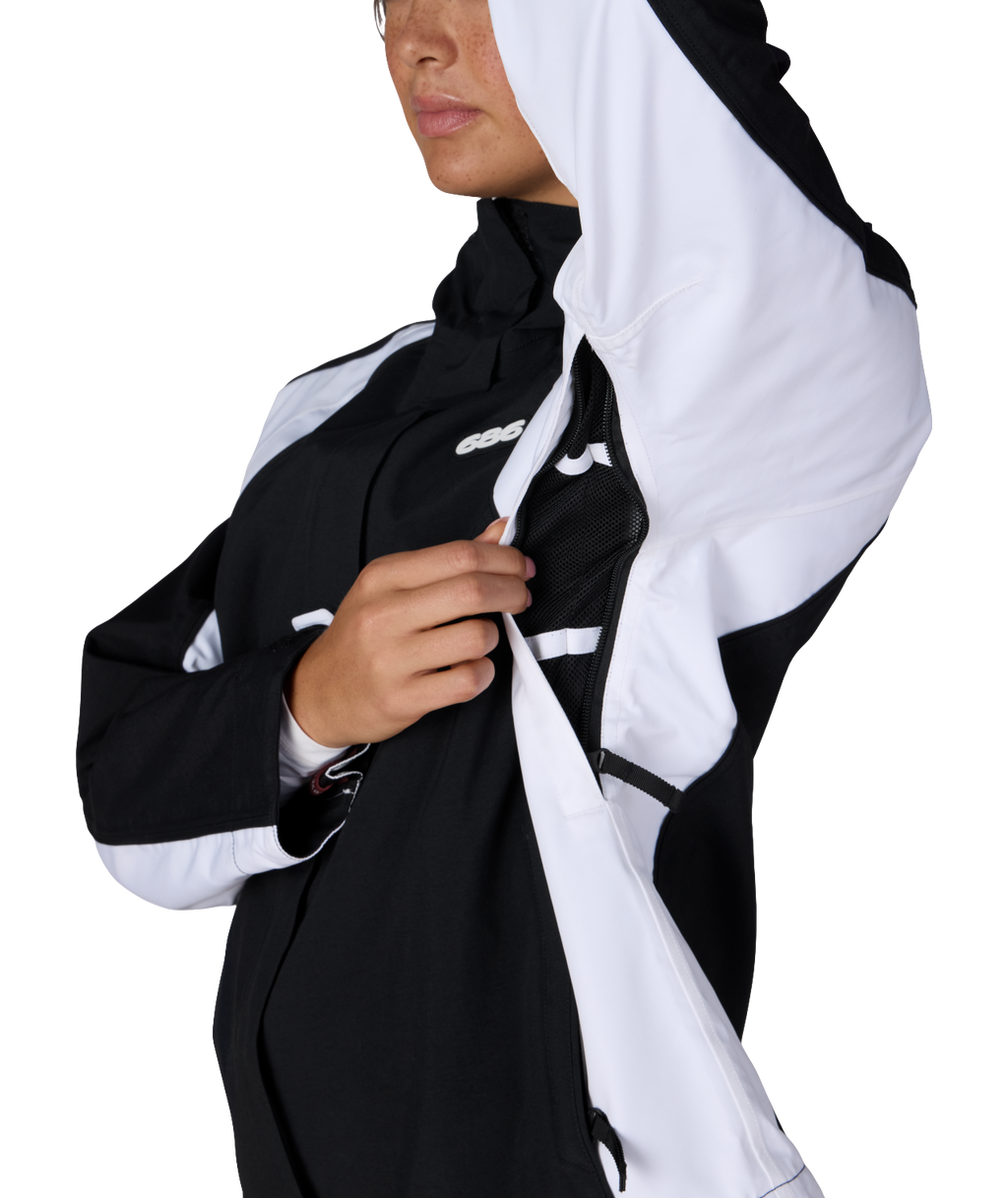 WOMENS HOLOGRAM™ SHELL JACKET - BLACK WHITE COLORBLOCK