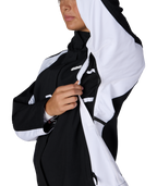 WOMENS HOLOGRAM™ SHELL JACKET - BLACK WHITE COLORBLOCK