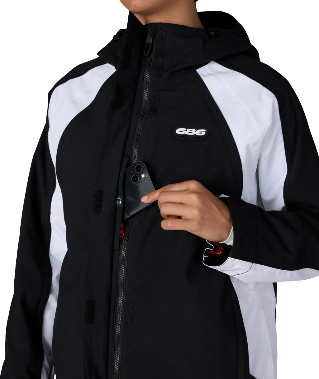 WOMENS HOLOGRAM™ SHELL JACKET - BLACK WHITE COLORBLOCK
