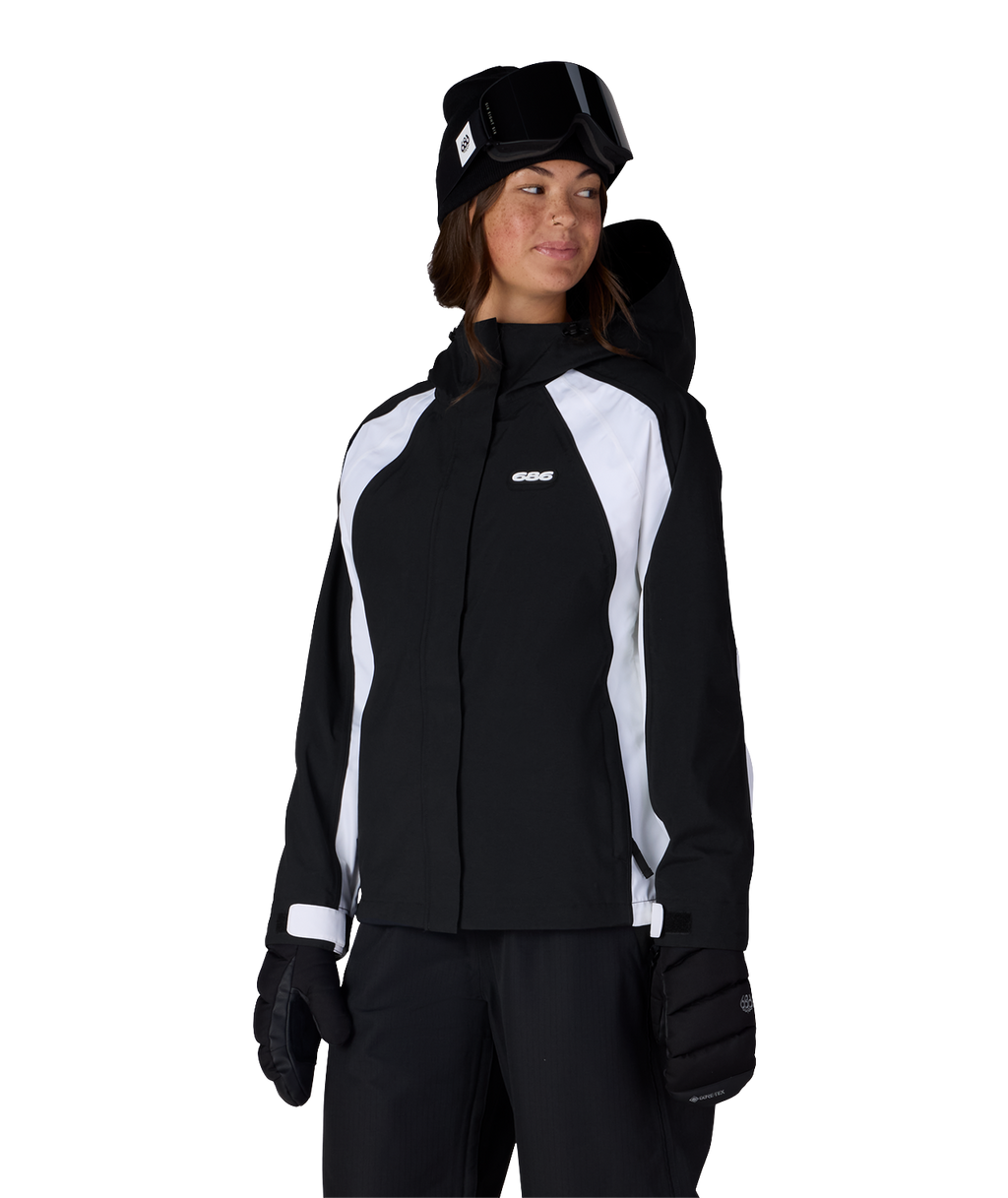 WOMENS HOLOGRAM™ SHELL JACKET - BLACK WHITE COLORBLOCK