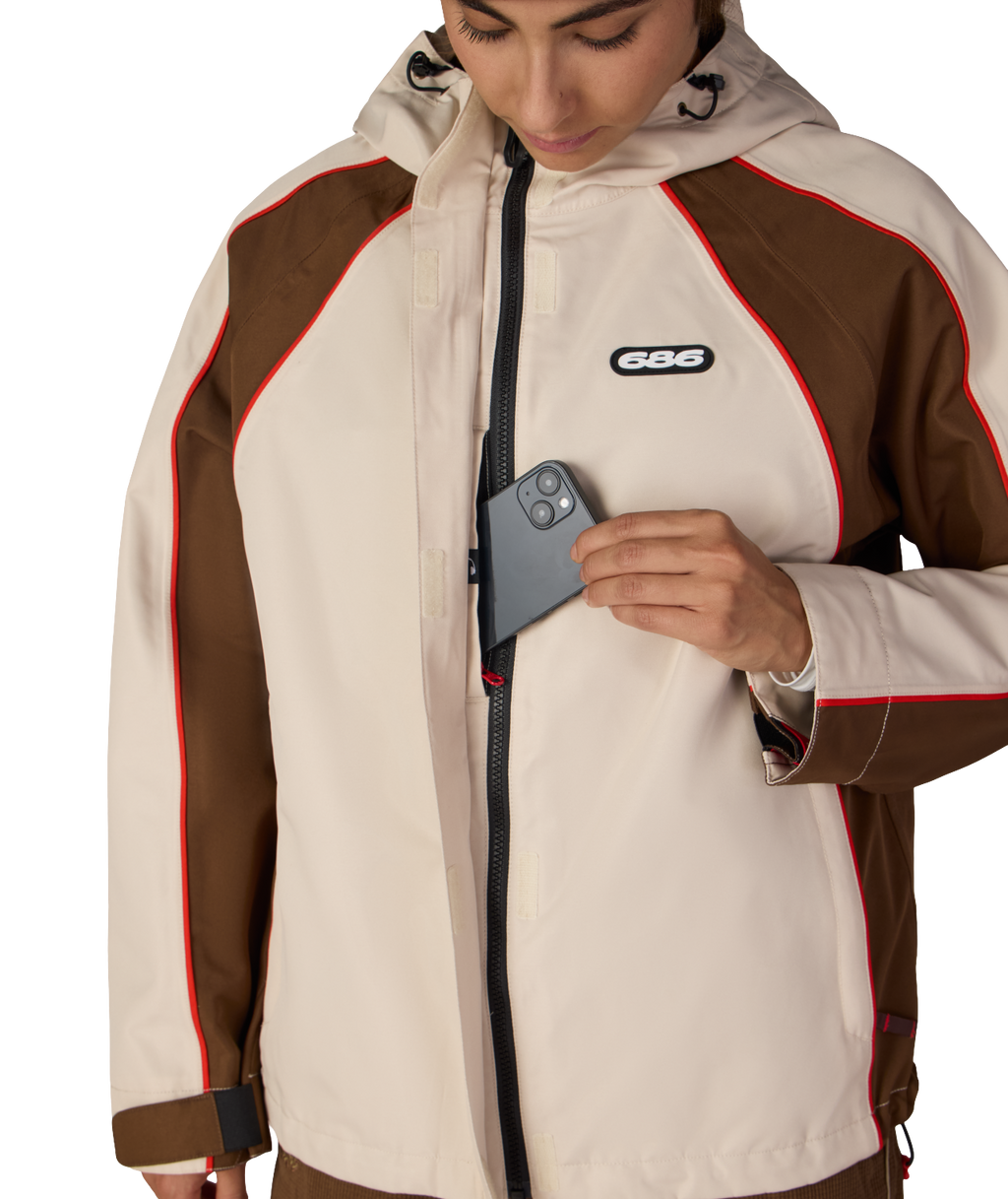 WOMENS HOLOGRAM™ SHELL JACKET - LIMESTONE COLORBLOCK