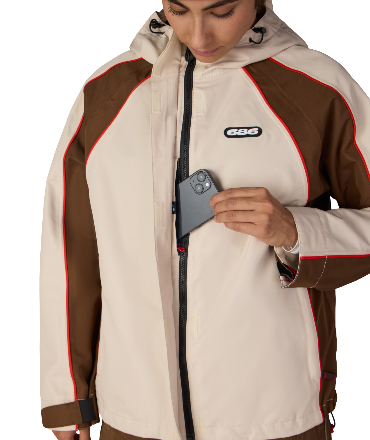 WOMENS HOLOGRAM™ SHELL JACKET - LIMESTONE COLORBLOCK