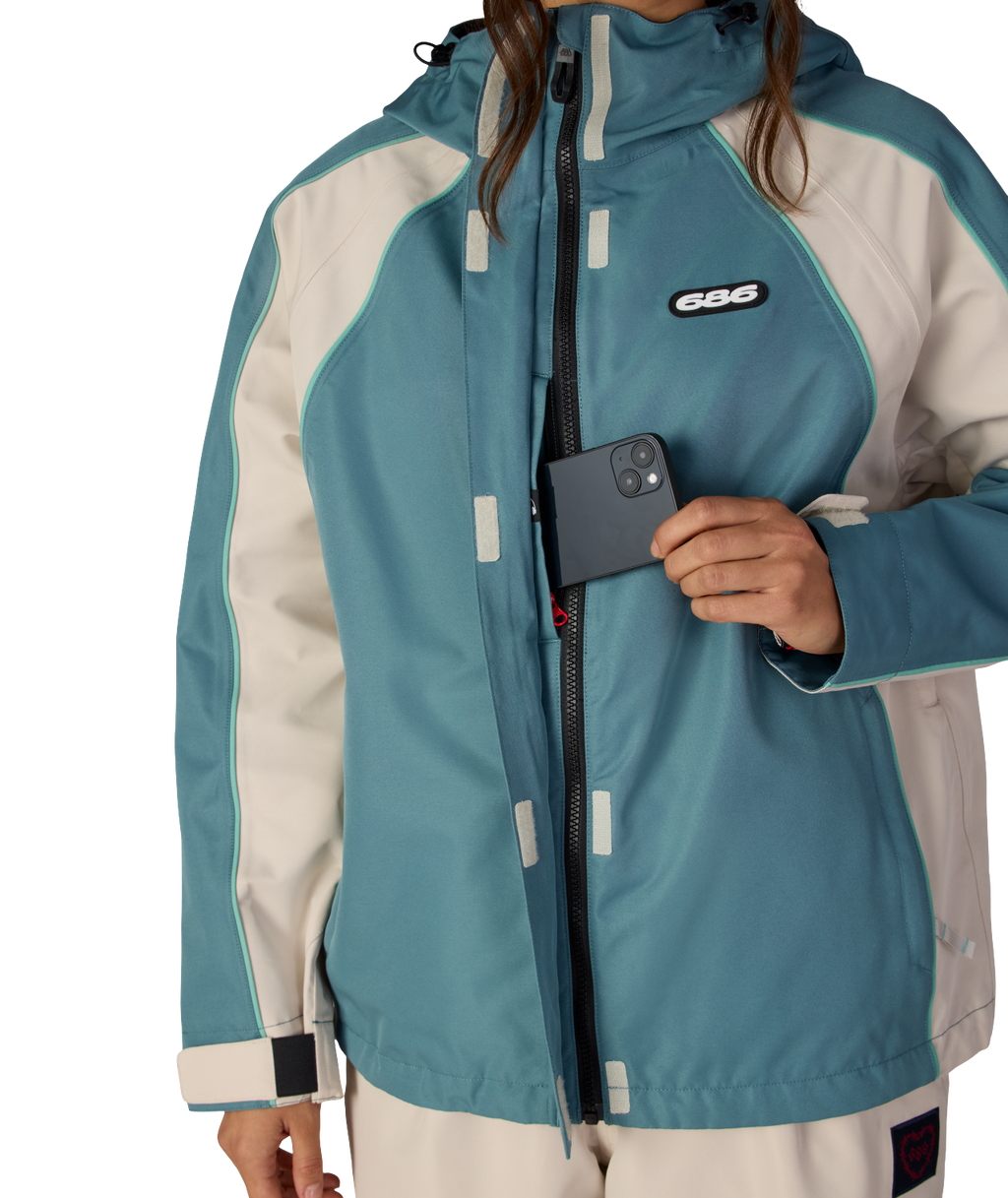 WOMENS HOLOGRAM™ SHELL JACKET - PALE FIRN COLORBLOCK
