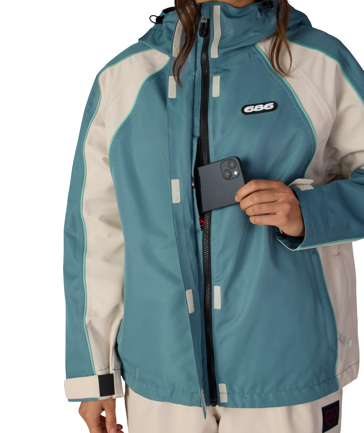 WOMENS HOLOGRAM™ SHELL JACKET - PALE FIRN COLORBLOCK