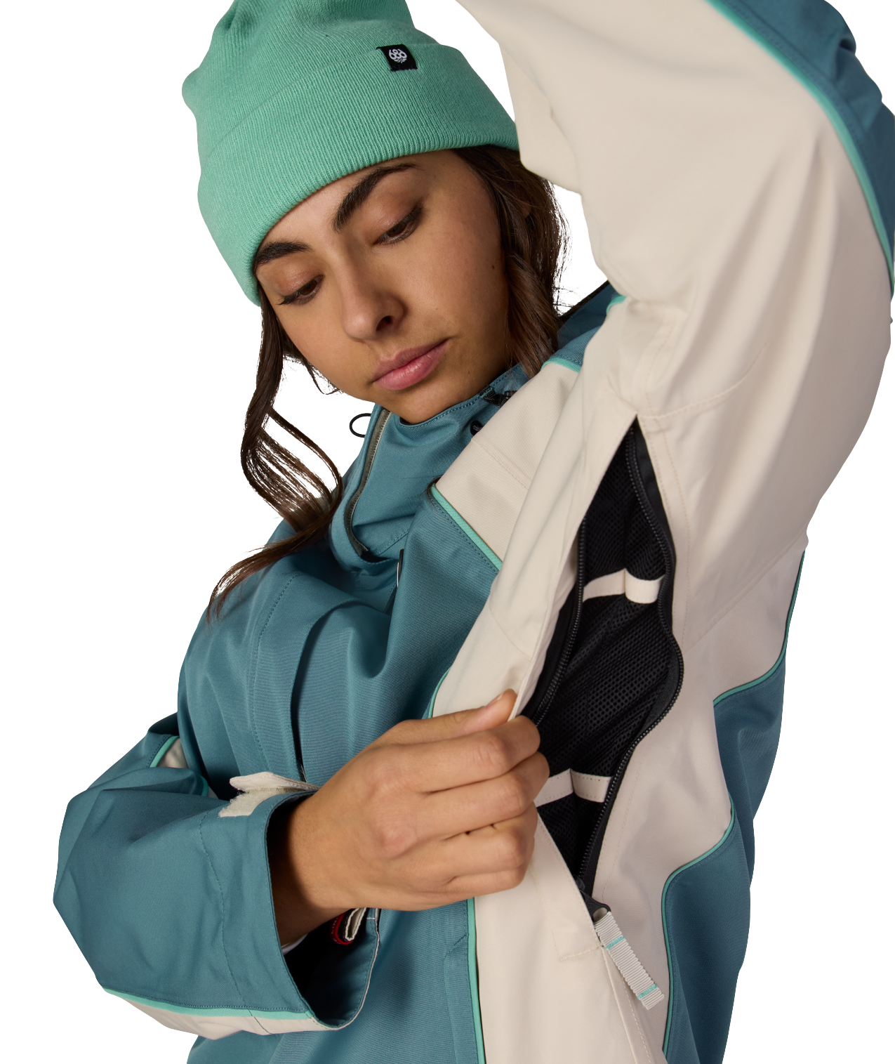 WOMENS HOLOGRAM™ SHELL JACKET - PALE FIRN COLORBLOCK