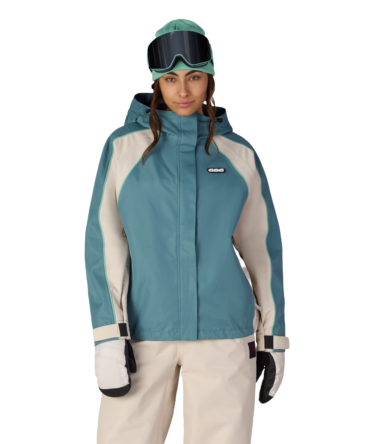 WOMENS HOLOGRAM™ SHELL JACKET - PALE FIRN COLORBLOCK