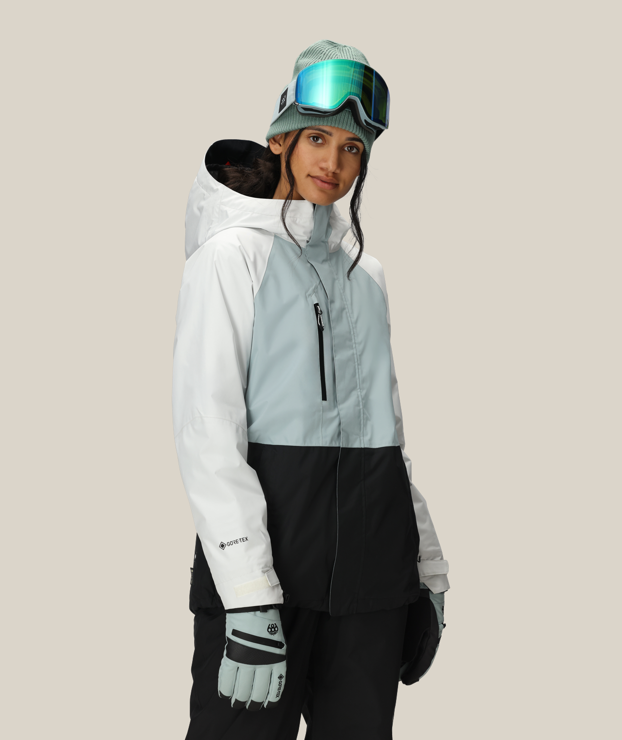WOMENS GORE-TEX WILLOW™ INSULATED JACKET - DUSTY MARINE COLORBLOCK