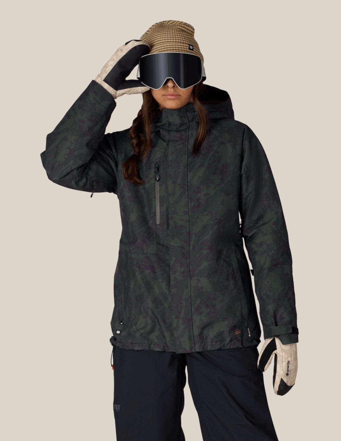 WOMENS GORE-TEX WILLOW™ INSULATED JACKET - MOSS GREEN SCRATCH CAMO