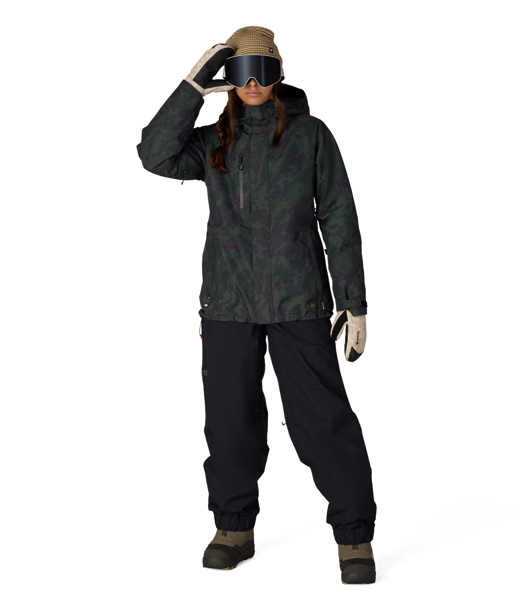 WOMENS GORE-TEX WILLOW™ INSULATED JACKET - MOSS GREEN SCRATCH CAMO