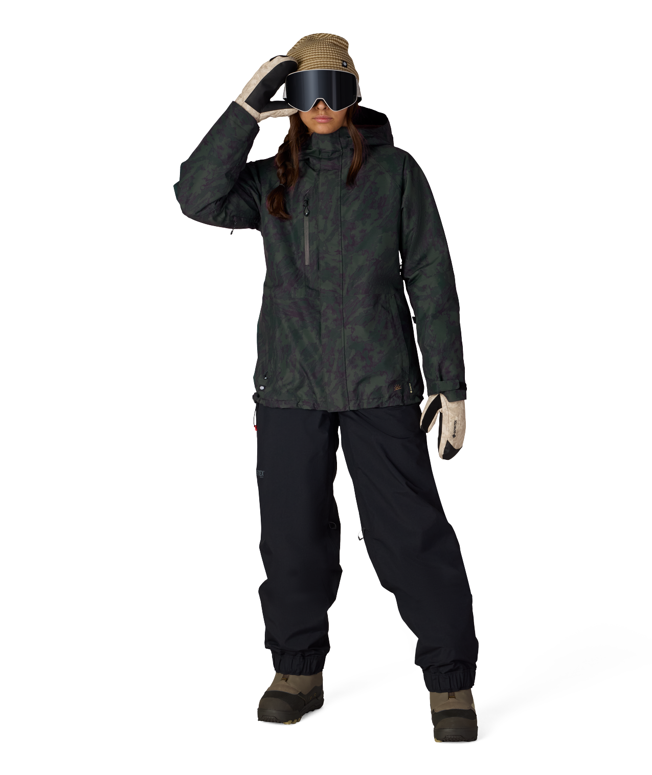WOMENS GORE-TEX WILLOW™ INSULATED JACKET - MOSS GREEN SCRATCH CAMO