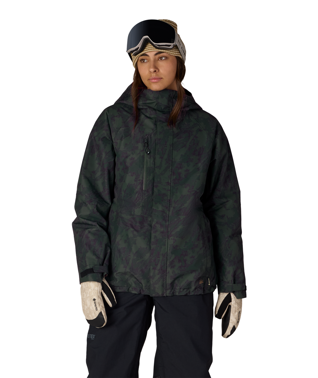 WOMENS GORE-TEX WILLOW™ INSULATED JACKET - MOSS GREEN SCRATCH CAMO