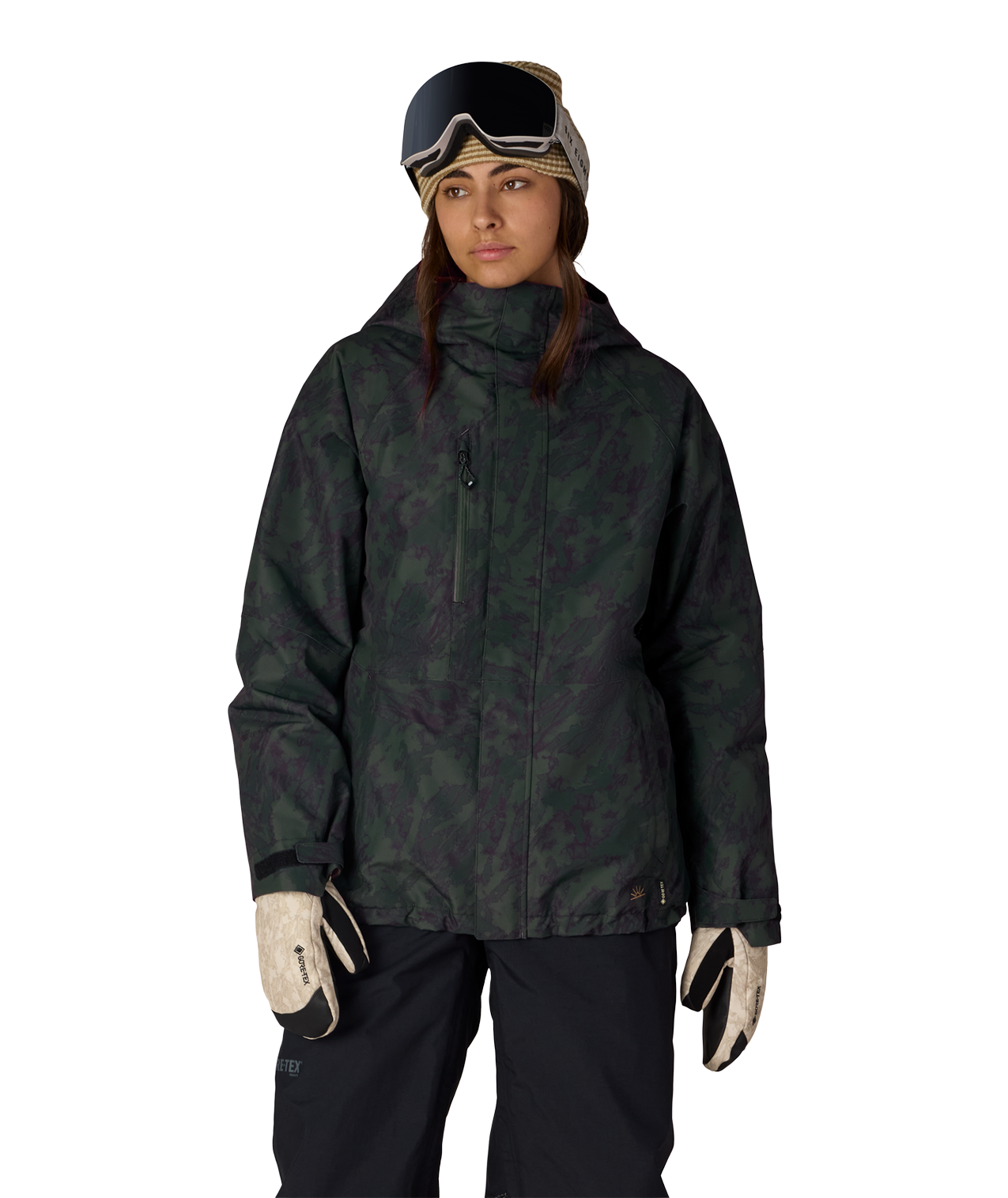 WOMENS GORE-TEX WILLOW™ INSULATED JACKET - MOSS GREEN SCRATCH CAMO