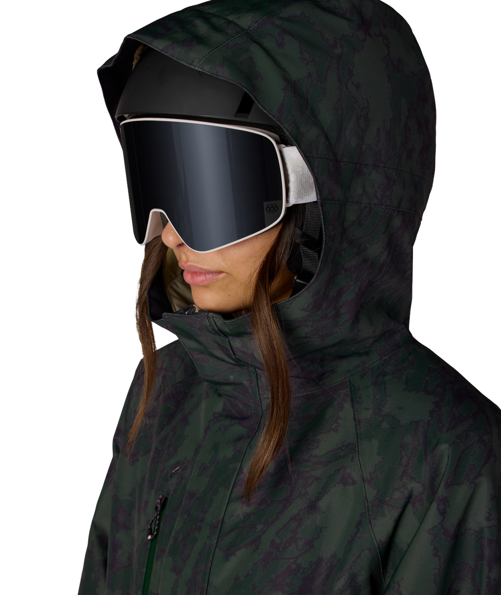 WOMENS GORE-TEX WILLOW™ INSULATED JACKET - MOSS GREEN SCRATCH CAMO