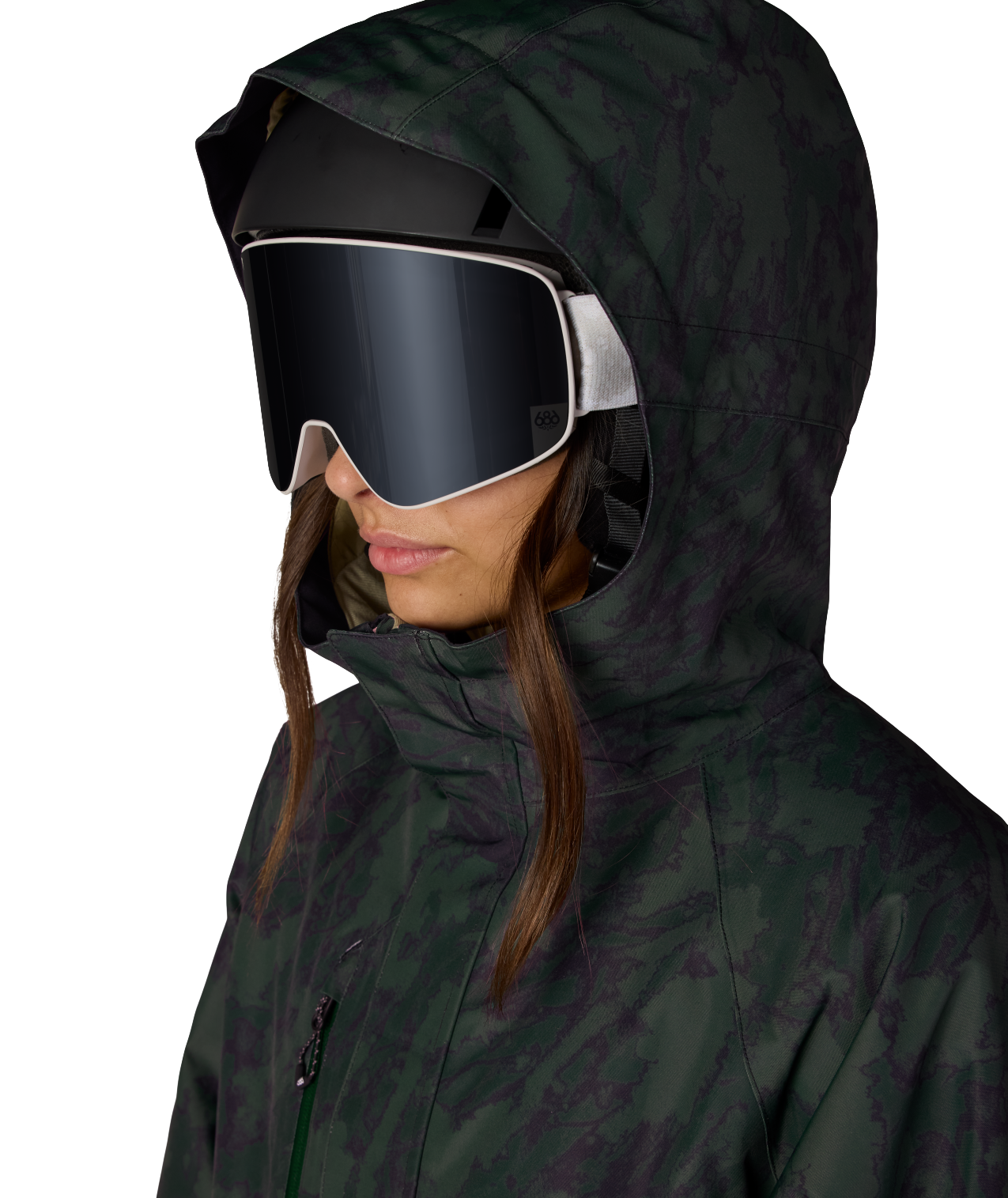 WOMENS GORE-TEX WILLOW™ INSULATED JACKET - MOSS GREEN SCRATCH CAMO