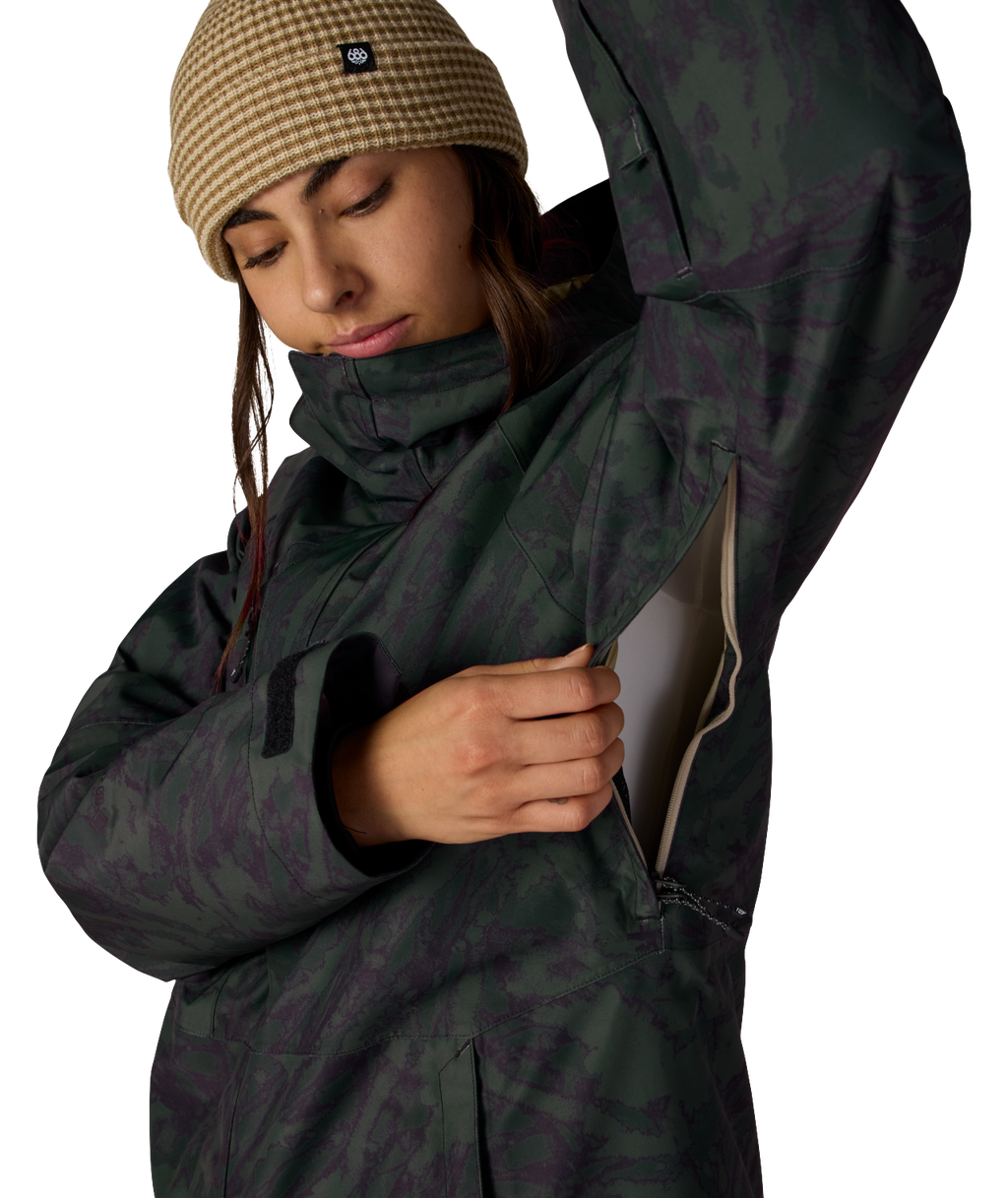 WOMENS GORE-TEX WILLOW™ INSULATED JACKET - MOSS GREEN SCRATCH CAMO