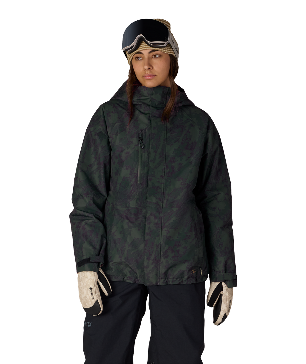 WOMENS GORE-TEX WILLOW™ INSULATED JACKET - MOSS GREEN SCRATCH CAMO