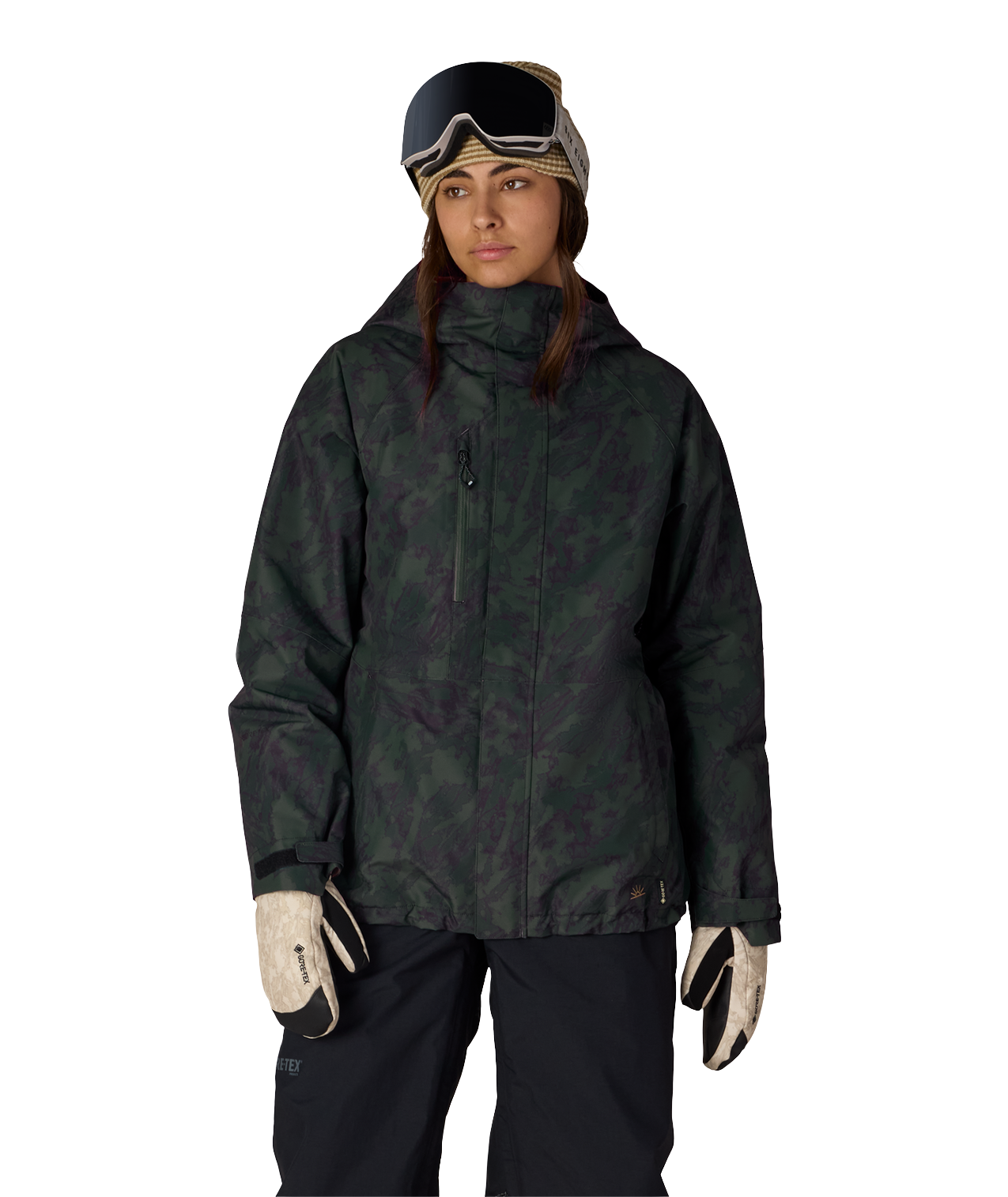 WOMENS GORE-TEX WILLOW™ INSULATED JACKET - MOSS GREEN SCRATCH CAMO