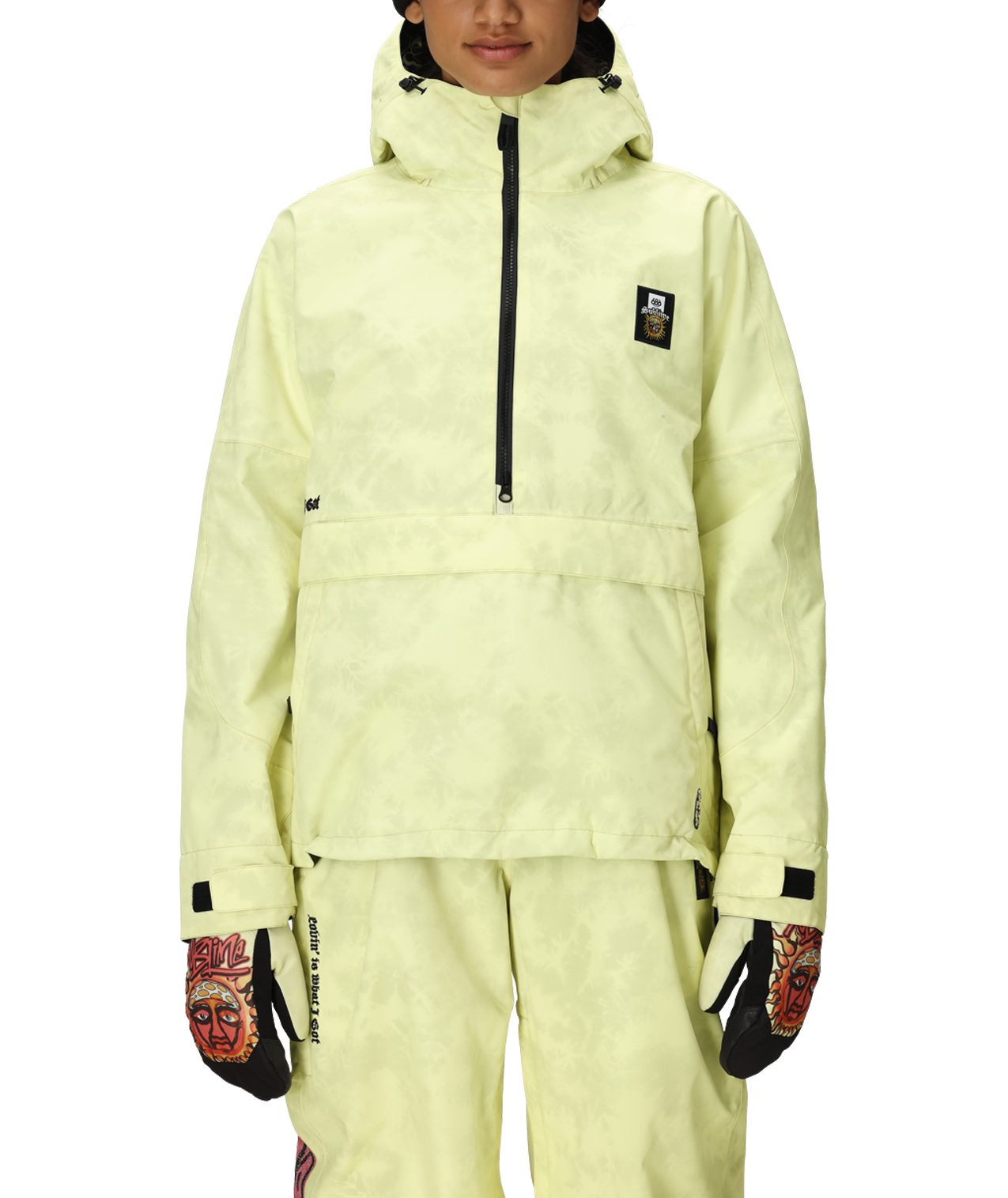 WOMENS 686 SUBLIME SHELL ANORAK - SUBLIME YELLOW TIE DYE