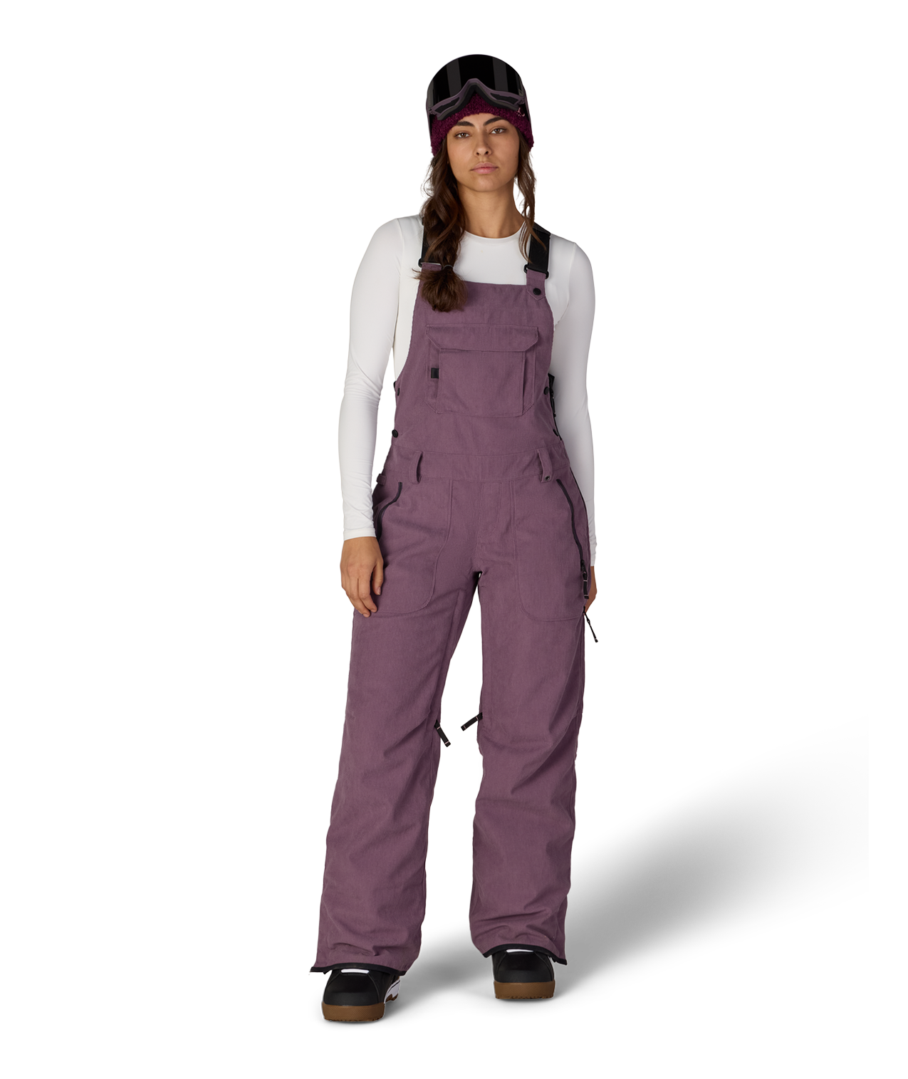 WOMENS BLACK MAGIC™ INSULATED BIB - BLACK PLUM GRID CORDUROY
