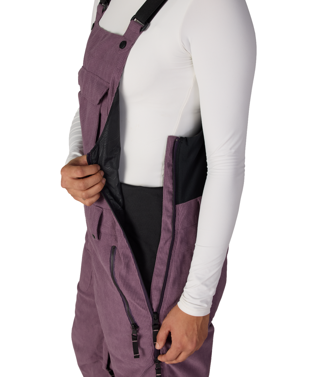 WOMENS BLACK MAGIC™ INSULATED BIB - BLACK PLUM GRID CORDUROY