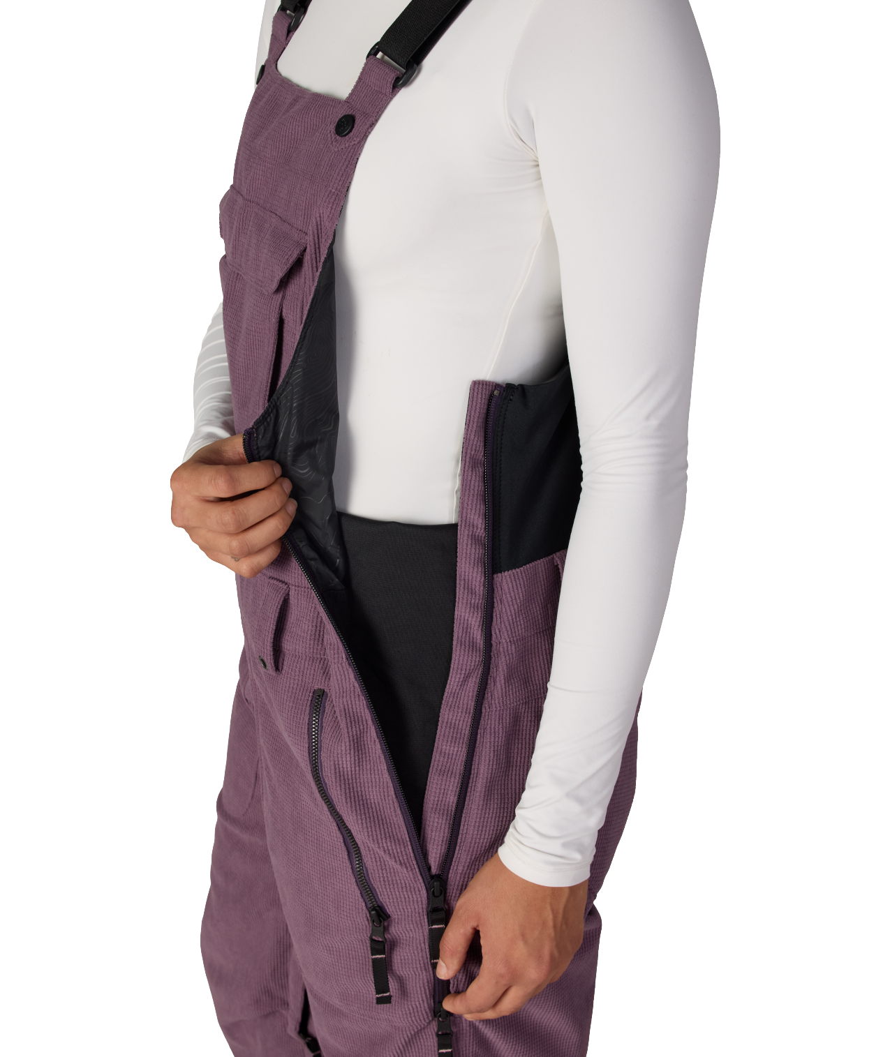 WOMENS BLACK MAGIC™ INSULATED BIB - BLACK PLUM GRID CORDUROY