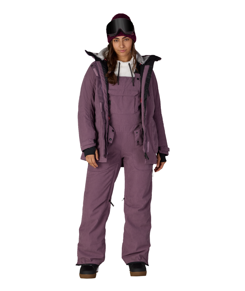 WOMENS BLACK MAGIC™ INSULATED BIB - BLACK PLUM GRID CORDUROY