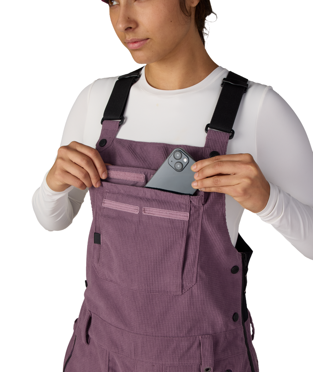 WOMENS BLACK MAGIC™ INSULATED BIB - BLACK PLUM GRID CORDUROY