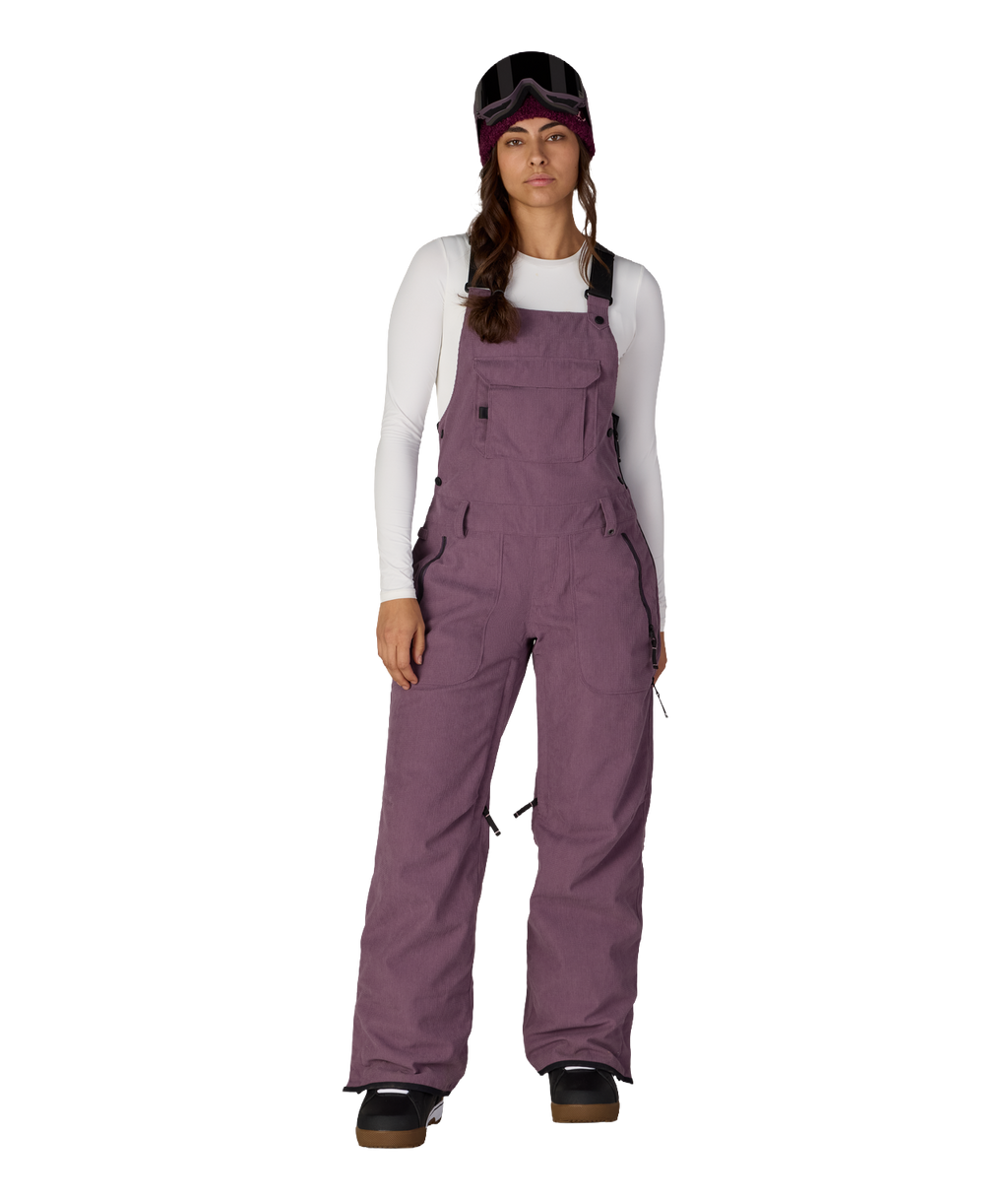 WOMENS BLACK MAGIC™ INSULATED BIB - BLACK PLUM GRID CORDUROY