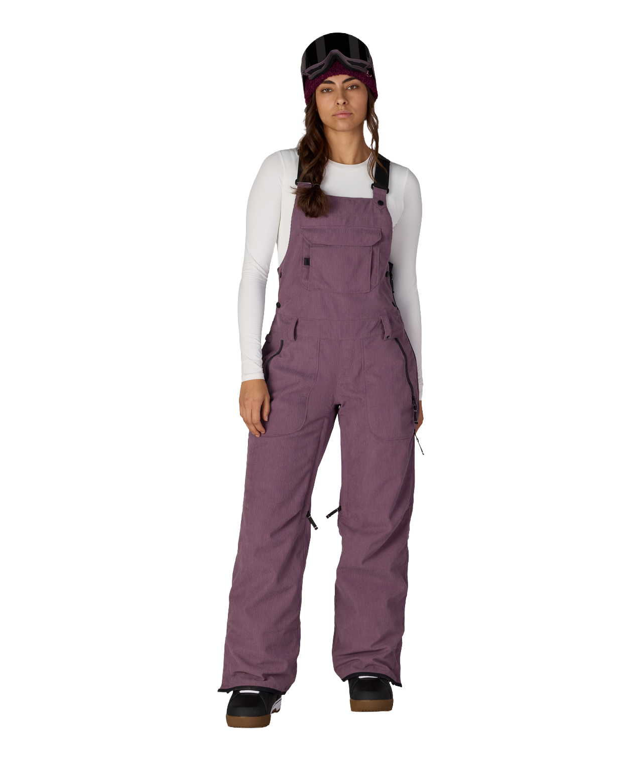 WOMENS BLACK MAGIC™ INSULATED BIB - BLACK PLUM GRID CORDUROY
