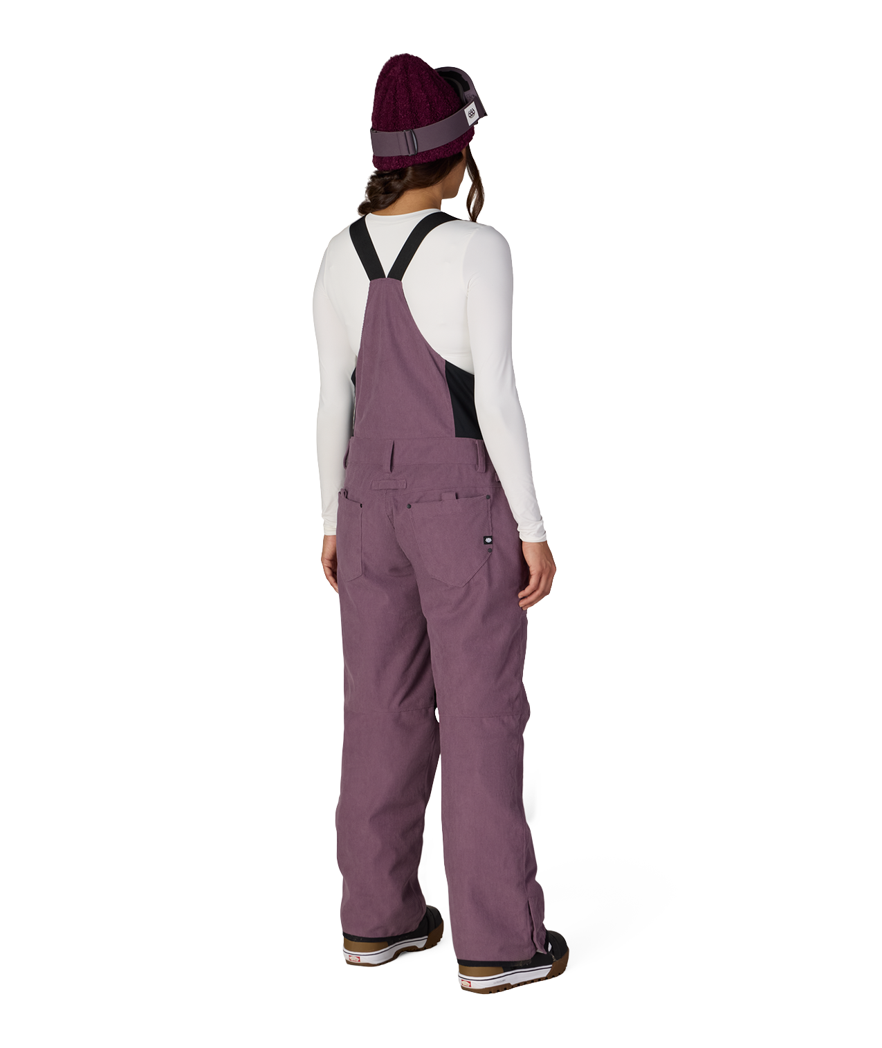 WOMENS BLACK MAGIC™ INSULATED BIB - BLACK PLUM GRID CORDUROY