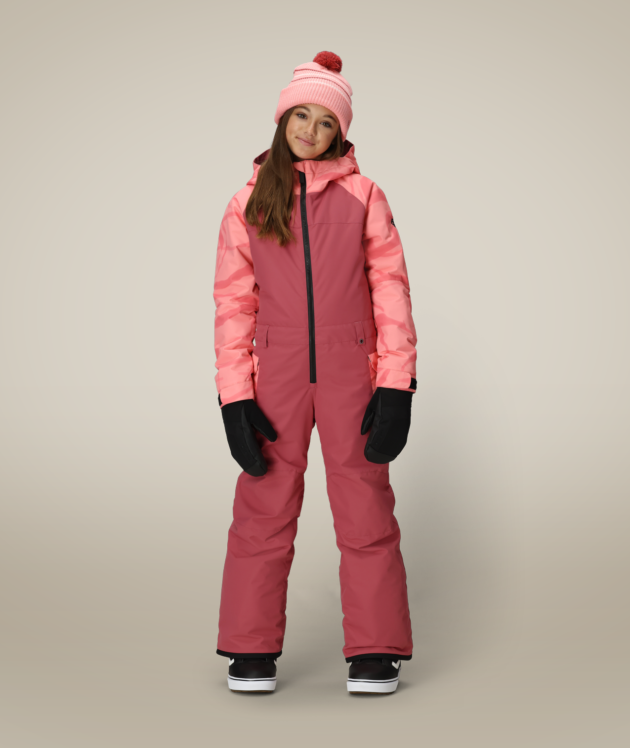 GIRLS SHINE INSULATED ONE-PIECE - ROSEWOOD COLORBLOCK