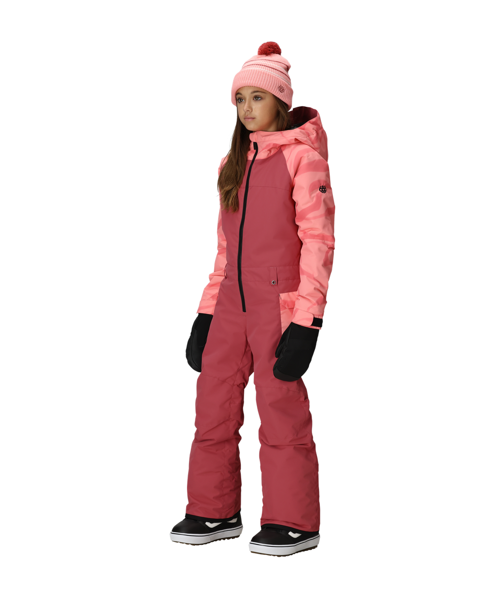 GIRLS SHINE INSULATED ONE-PIECE - ROSEWOOD COLORBLOCK