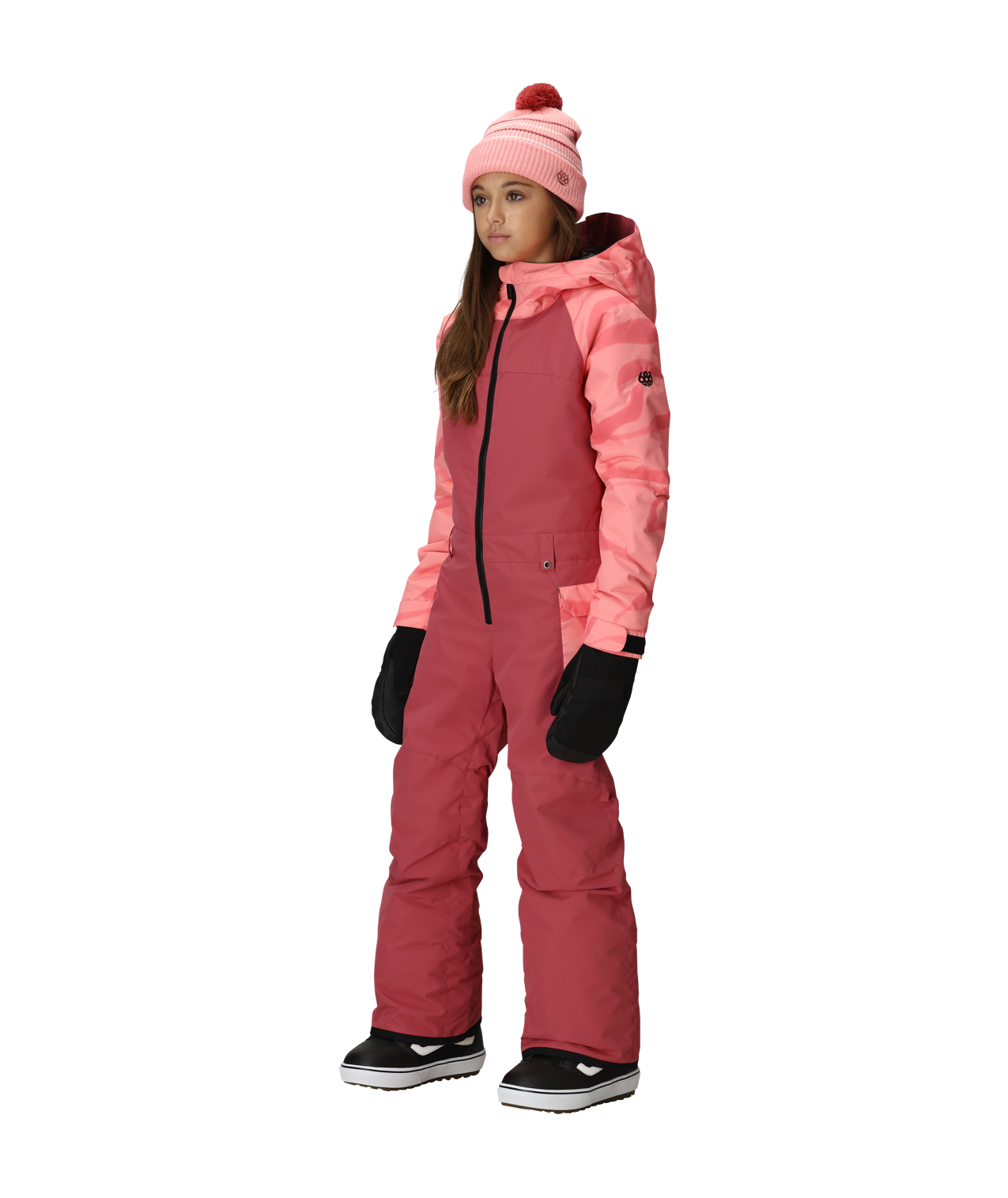 GIRLS SHINE INSULATED ONE-PIECE - ROSEWOOD COLORBLOCK