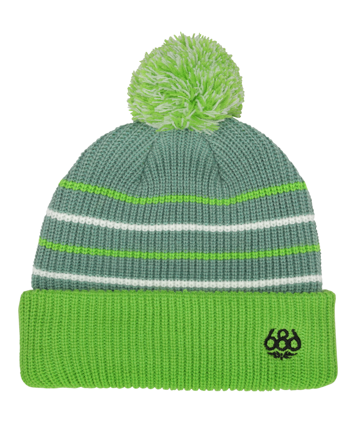YOUTH POM BEANIE - LIME COLORBLOCK