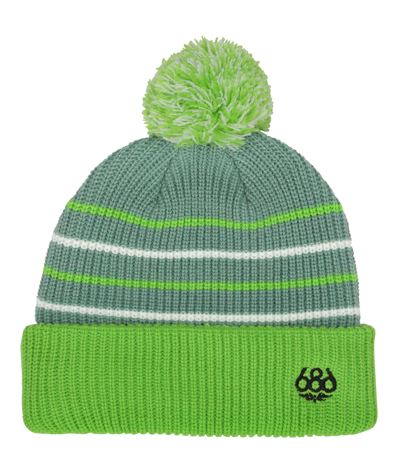 YOUTH POM BEANIE - LIME COLORBLOCK
