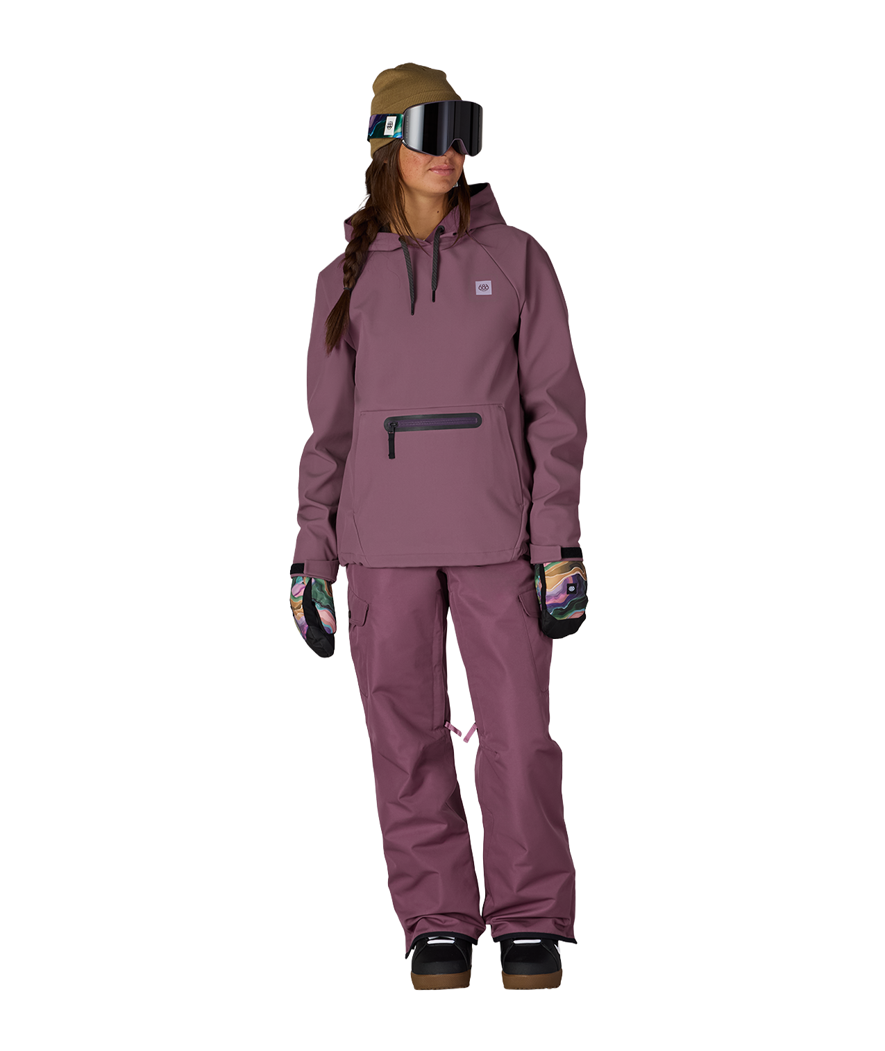 WOMENS WATERPROOF HOODY - BLACK PLUM