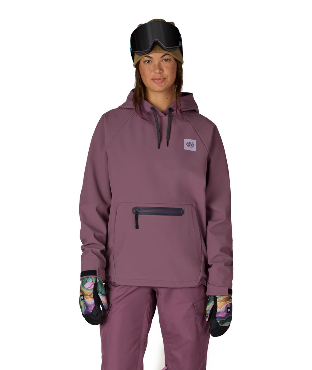 WOMENS WATERPROOF HOODY - BLACK PLUM