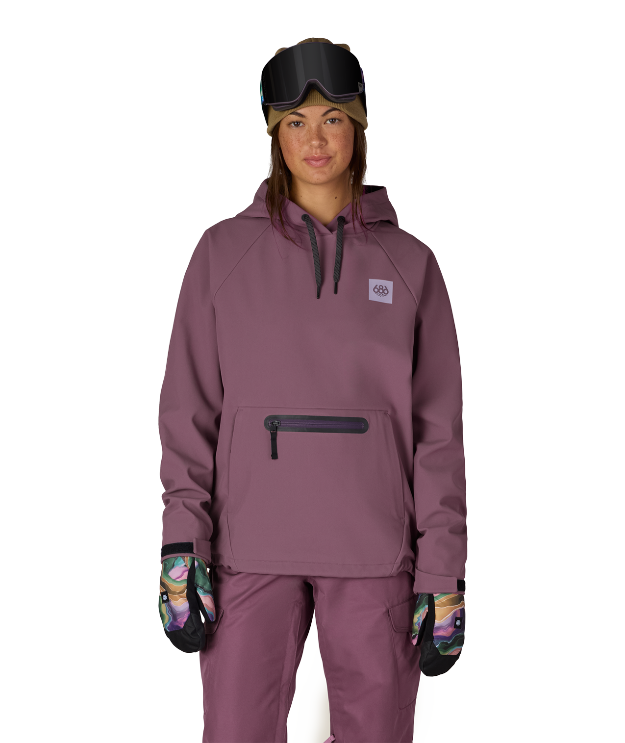 WOMENS WATERPROOF HOODY - BLACK PLUM