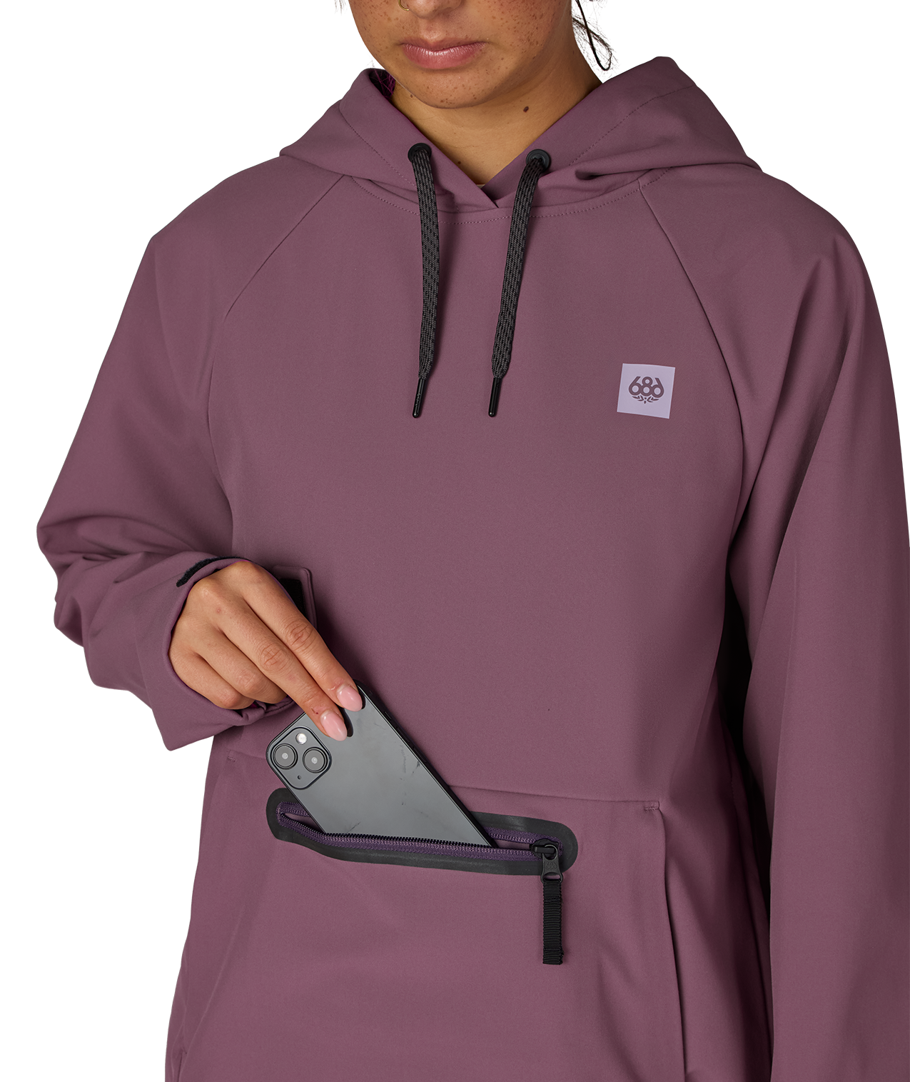 WOMENS WATERPROOF HOODY - BLACK PLUM