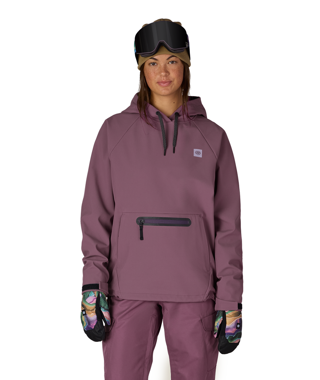 WOMENS WATERPROOF HOODY - BLACK PLUM