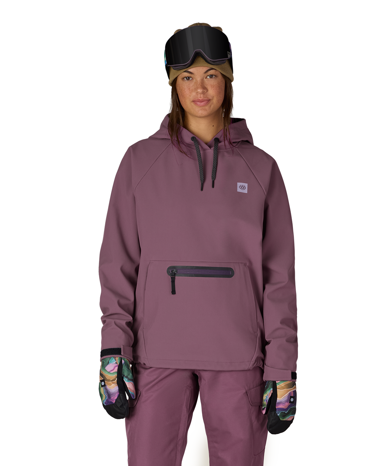 WOMENS WATERPROOF HOODY - BLACK PLUM
