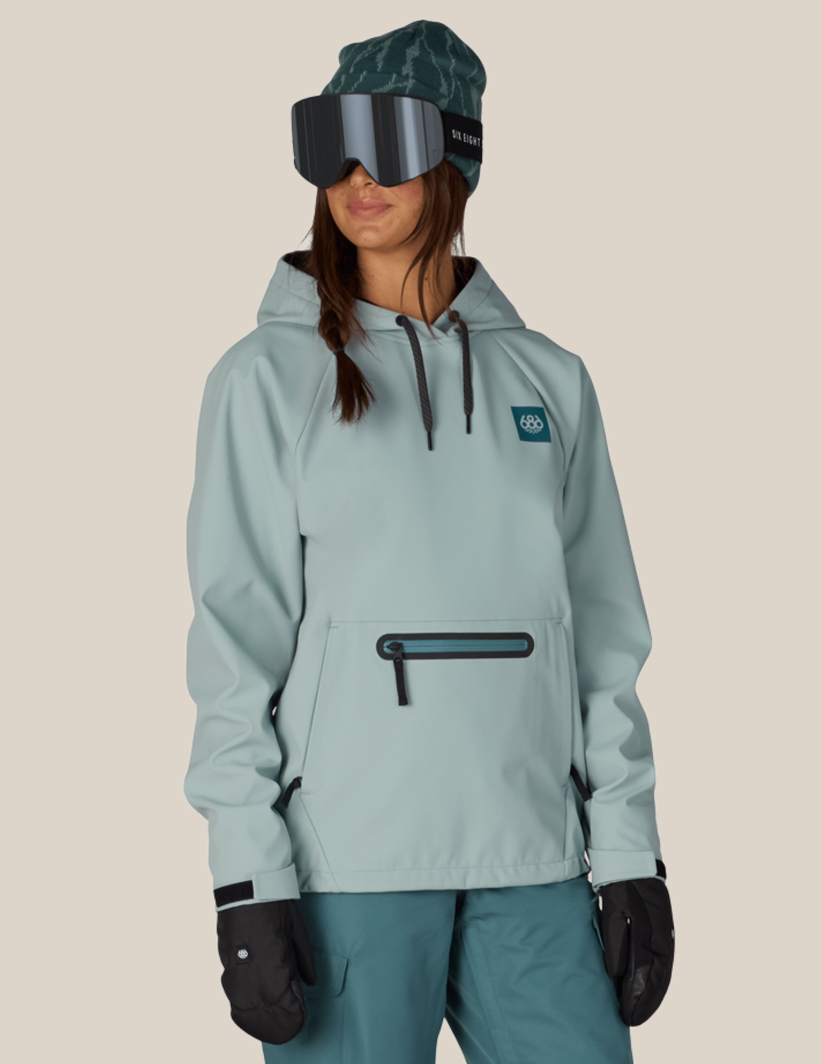 WOMENS WATERPROOF HOODY - DUSTY MARINE