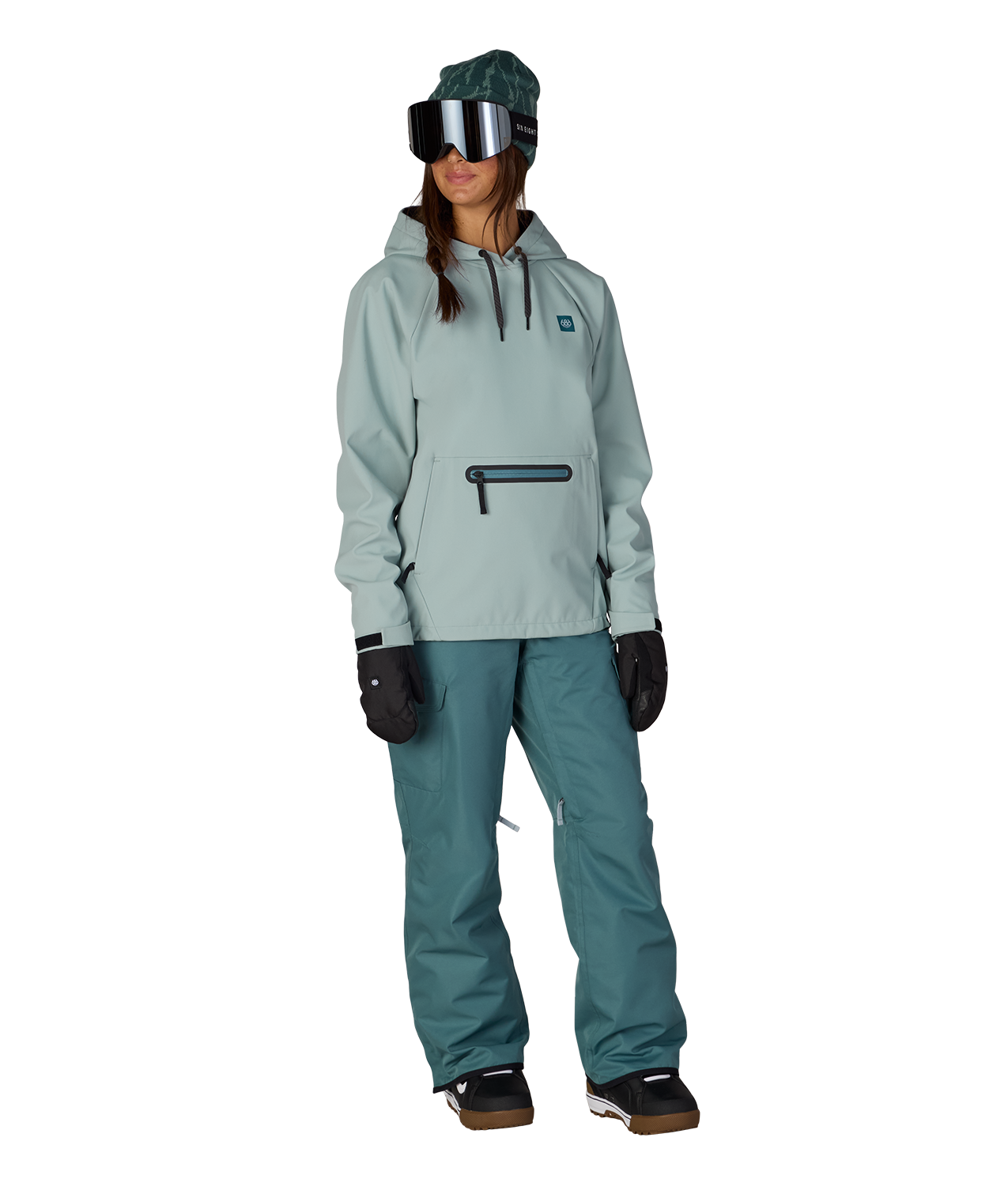 WOMENS WATERPROOF HOODY - DUSTY MARINE