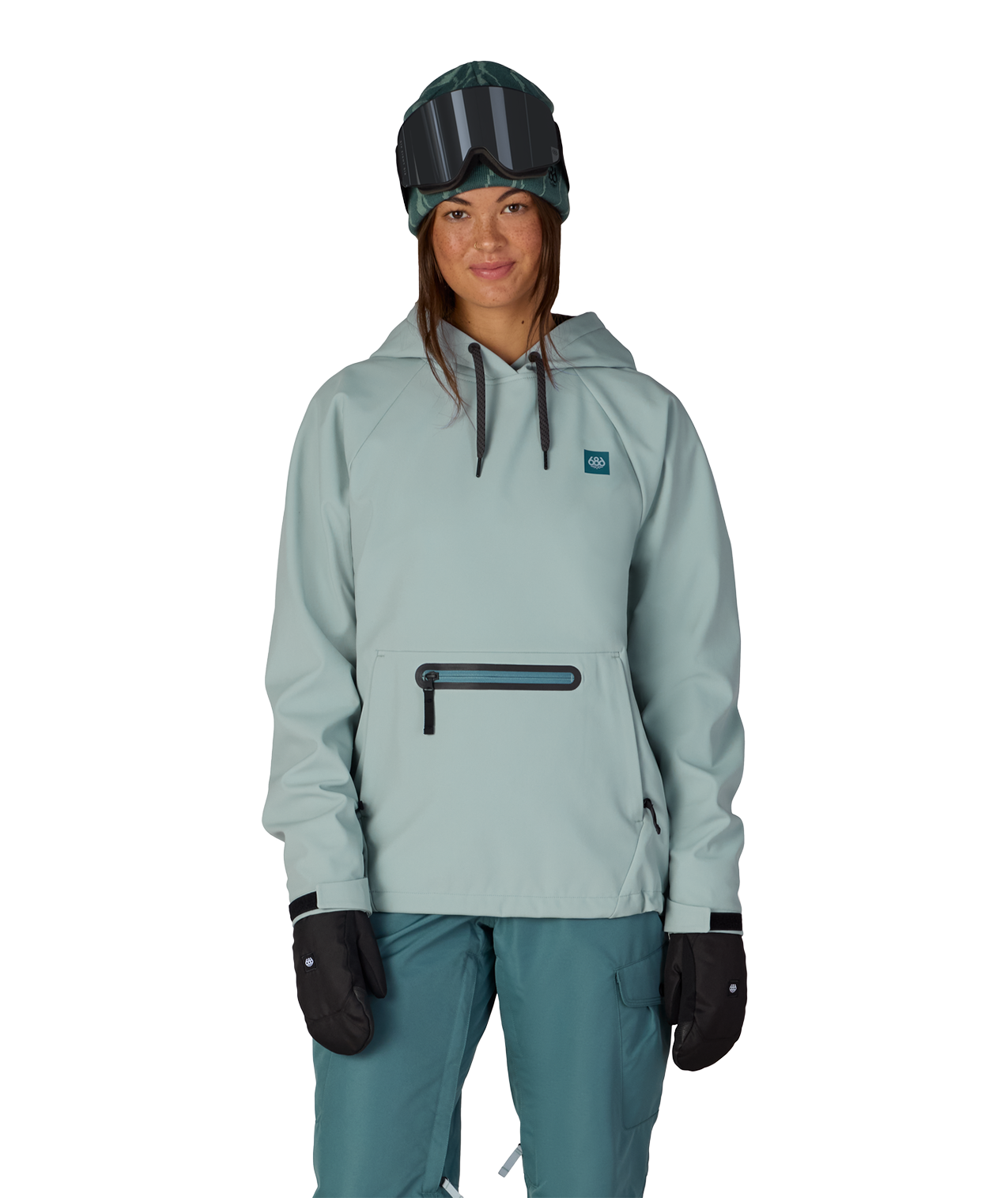 WOMENS WATERPROOF HOODY - DUSTY MARINE